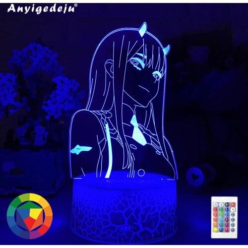 Newest Led Night Light Zero Two Figure Table 3d Lamp for Bed Room Decor Light Anime Waifu Gift Darling In The Zero Two Lamp
