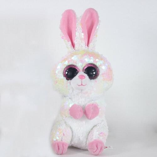 New 6" 15cm Ty Big Eyes Stuffed Peas Plush Animal Soft Christmas style Sequin Bunny Doll Collection Boys and Girls Birthday Gift