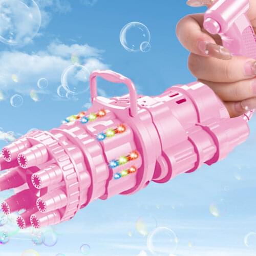 New Gatling Bubble Gun With Light & Music Summer Soap Water Bubble Machine Automatic Bubble Blower Toy For Kids