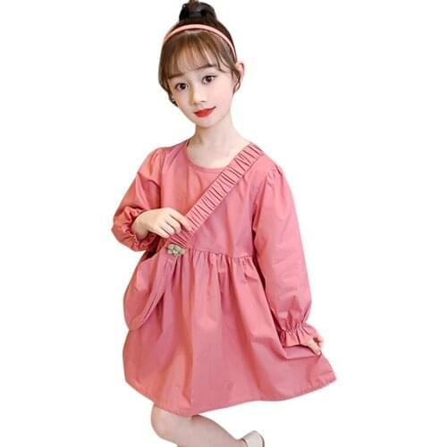 Dress Girl Candy Color Girls Dresses Casual Style Kid Dress Spring Autumn Childrens Clothing 6 8 10 12 14