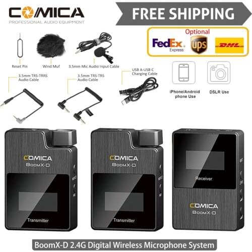 Comica BoomX D1/D2 Lavalier Wireless Microphone System 2.4G for Smartphone DSLR Camera Interview Youtube Vlog Mini Studio Mic