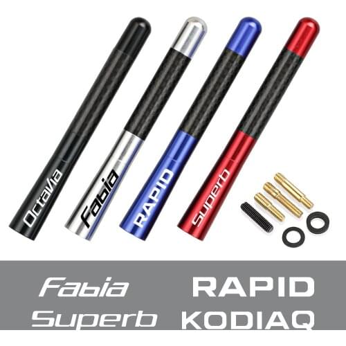 12cm Carbon Fiber Radio Antenna For Skoda Octavia Fabia Rapid Superb Kodiaq Scala Karoq Citigo Kamiq Roomster Car Accessories