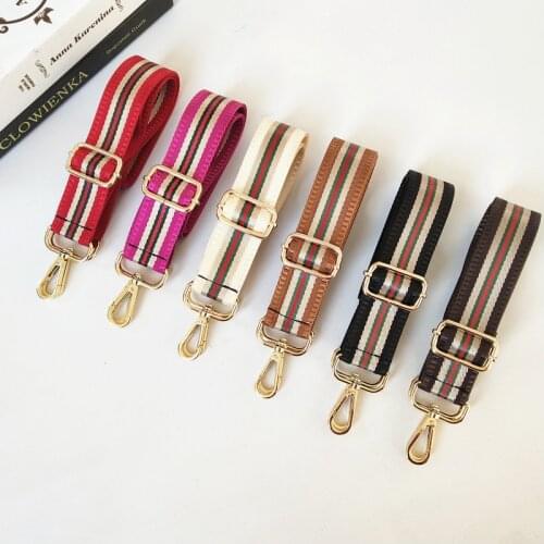 3.8cm width Shoulder strap 80~130cm adjustable bag belt vertical bar design contrast color bag strap accessories