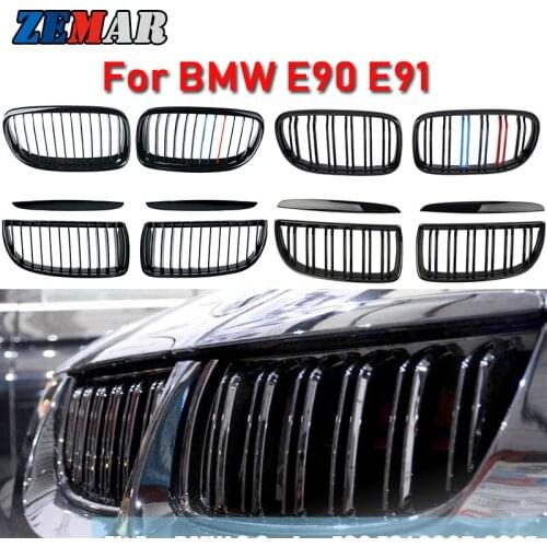 Carbon Fiber/Black Front Bumper Racing Grills Kidney Grille For BMW E90 E91 3 Series 04-08 09-11 M Sport Performance Accessories