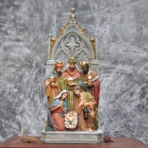 25*60cm Christmas Crafts Nativity Scene Figurine Christ Statue Home Ornament Jesus Souvenirs office New Year Gifts for kids