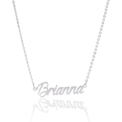 Silver Color Collana Uomo English Name Necklace Customized Nameplate Birthday Stainless Steel Personalized Jewelry