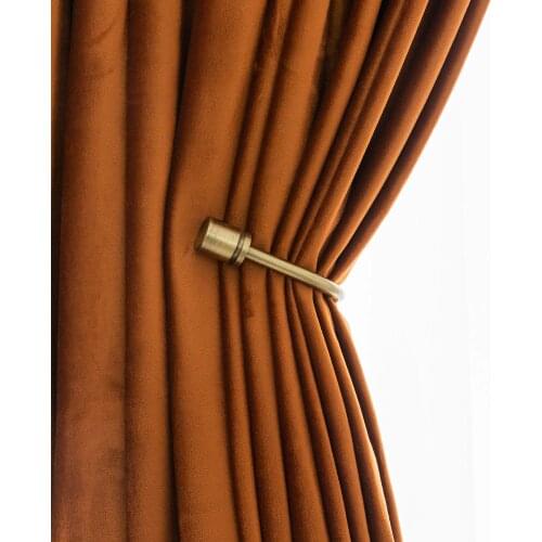 Nordic Simple Solid Color Window Curtains Luxury Brown Velvet Curtain for Bedroom and Living Room