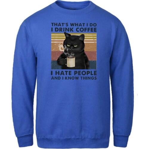 Black Cat Print Sweatshirt Mens Long Sleeve Fashion Hoodie Vintage Tops Hipster Pullovers Homme 2020 New Retro Supoleron Hombre