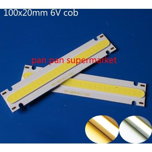 100x20mm Ultra Bright COB LED Strip Bulb 5W DC 6V Lamp Warm Pure White for DIY