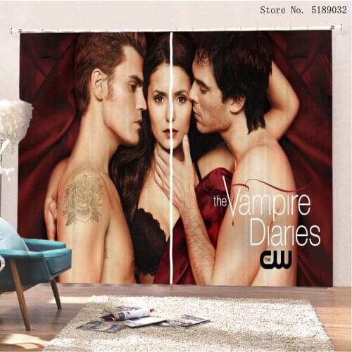 Vampire Diaries Window Curtain Movie Characters Window Treatments Print Bedroom Living Room Decor Curtain 2 Panel Home Curtain