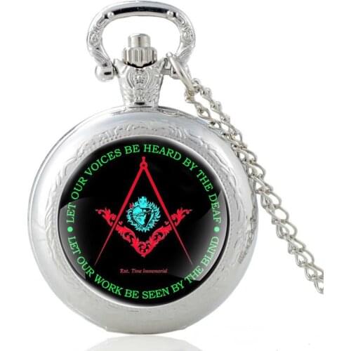 Masonic And Heart Design Vintage Quartz Pocket Watch Men Women Glass Dome Pendant Necklace Hours Clock Gifts