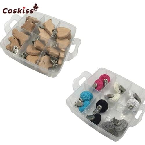 DIY Nursing Jewelry Combination Package Beech Wooden Animal Pacifier Clip Crochet nipple clip Baby Teether Toys Set