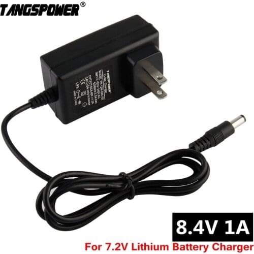8.4V 1A 18650 Lithium Battery Charger for 7.2V 7.4V 2S Li-ion Battery pack Portable Charger DC 5.5mm*2.1mm Connector Plug EU/US