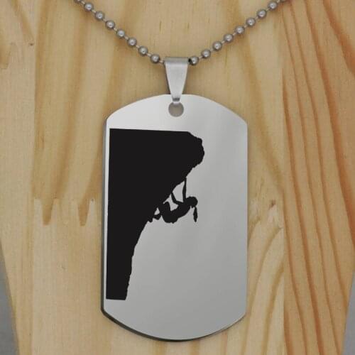 Woman Mountain Climbing Hobby Extreme Sports laser printing pendant stainless steel jewelry Customed words or name necklace N454