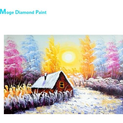 Winter Field White Snow Hut Diamond Painting Round Full Drill Color Oil Scenic Nouveaute DIY Mosaic Embroidery 5D Cross Stitch