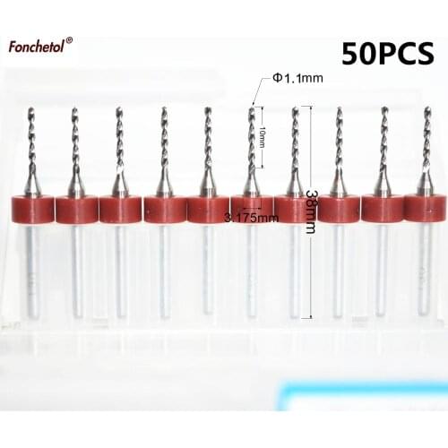 1.1mm-50PCS CNC computer machine solid carbide micro Drill bit,Printed Circuit Board Drill Bit,SMT,plastic and copper