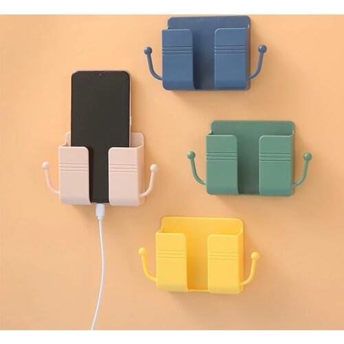 1PC Wall Mounted Storage Box Remote Control Organizer Case Mobile Phone Plug Charging Holder Rack Multifunction Stand For Home