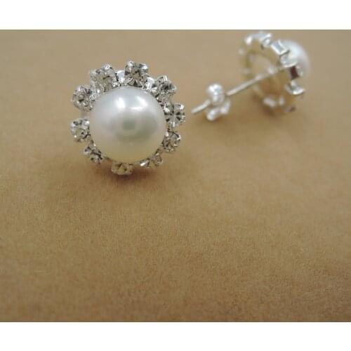 100% nature freshwater pearl earring the hook with silver color plating