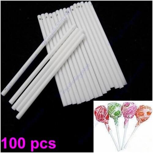 100 pcs Pop Sucker Sticks Chocolate Cake Lollipop Lolly Candy Making Mould White