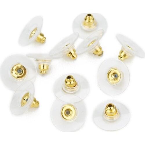 100pcs Gold/Rhodium/Silver/Antique Bronze Silicon Stud Earring Back Stopper Ear Post Nuts for DIY Jewelry Findings & Accessories