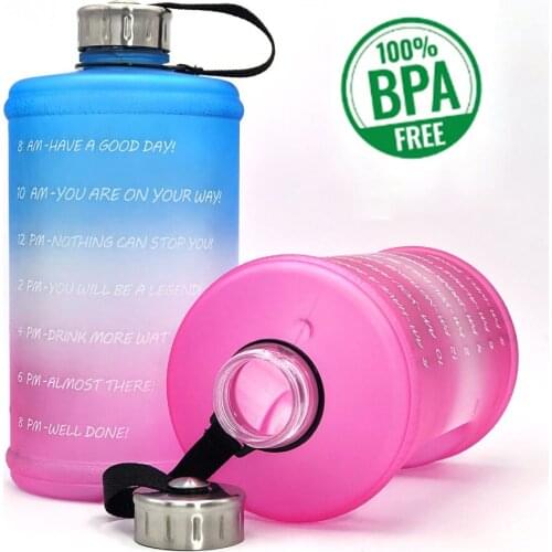 2.2/3.8LGallon Water Bottle Motivational Time Marker BPA Free Wide Mouth Leakproof Mobile Holder Handle High Capacity Travel Jug