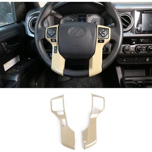 2 Piece Light Grey ABS Steering Wheel Button Decorate Cover Trim For Toyota Tacoma 2016-2020