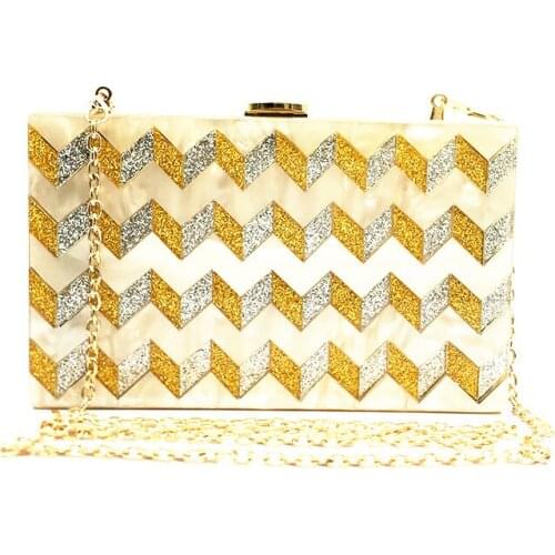 2017 Lady Acrylic Box Clutches Bags Handmade Striped Flap Messenger Bag CrossBody Bag Lady Handbag Causal Travel Acrylic Clutch