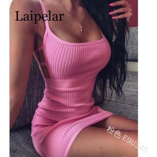 2020 Women Backless Skinny Mini Package Hip Elegant Ladies Sleeveless Solid Wrap Dress Spaghetti Strap Sexy Party Dress