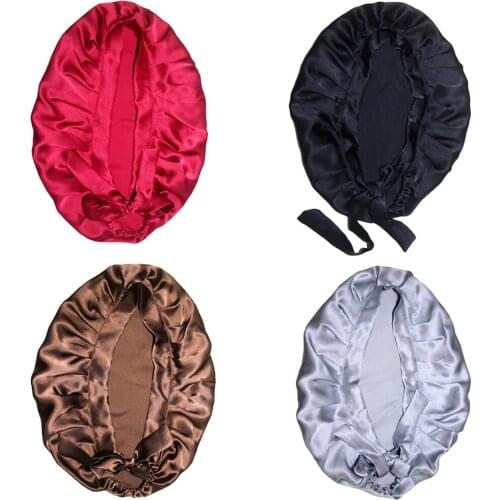 4 Pieces Women Pure Silk Sleep Hats Wrap Night Cap Hair Care Bonnet