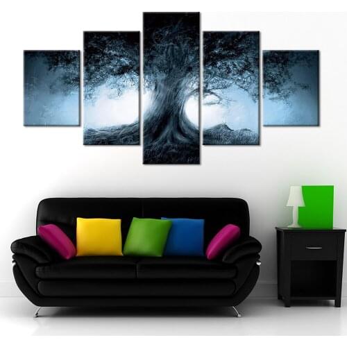 5 Panels Canvas Art Painting Print Modern tree Pictures Art Gallery Wrapped for Bedroom Wall Decor