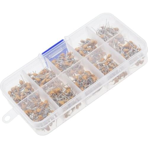 500pcs Multilayer Ceramic Capacitor Assorted Kit With Plastic Box 0.1uF~10uF Capacitors Set Monolithic Capacitor Tool