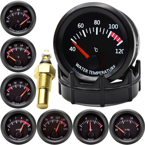 52mm Water Temp/Oil Temp/Voltmeter/Oil Press BAR PSI /Vacuum/Boost Gauge/Air Fuel Ratio/EGT Gauge With Sensor Fit for 12V Car