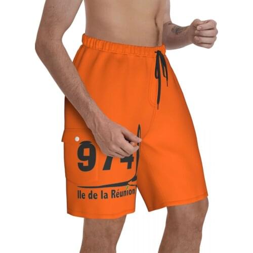 974 Reunion Island Drawing Promo Male Shorts Pocket beach pants Beach R181 Breathable Quick Dry Print premium
