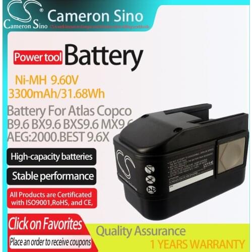 Cameron Sino Battery for AEG B9.6 BX9.6 BXS9.6 MX9.6 fits Atlas Copco 2000 BEST 9.6X PCS6T Power Tools Replacement battery 3300m