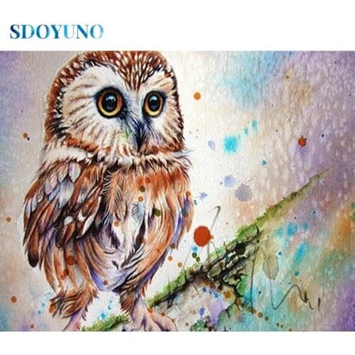 SDOYUNO 5d Diamond Painting Full Square/Round Drill Animals Diamond Embroidery Paintings Owl Cross Stitch Decorations For Home