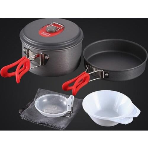 ALOCS Ultralight Outdoor Camping Cookware Pot Set Camp Cooking Tools Picnic Set Pot Pan Tableware for 1-2 People