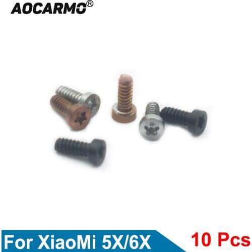 Aocarmo 10Pcs/Lot For XiaoMi 5X/6X mi5x mi6x Silver / Gold / Black Bottom Dock Screws Housing Screw Replacement Part