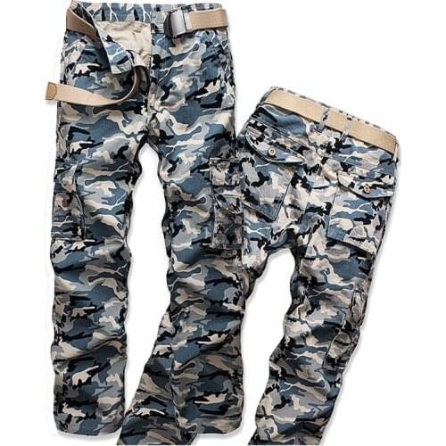 2020 New Good Quality Tactical Military Loose Camo Cargo Pants Men Camouflage Cotton Workout Men Long Casual Trousers Spring