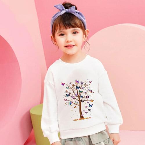 2021 Kids Sweatshirt Girls Autumn Long Sleeve Clothes For Girls Butterfly Magic Tree Print Sweatshirts Toddlers Tops Casual Wear
