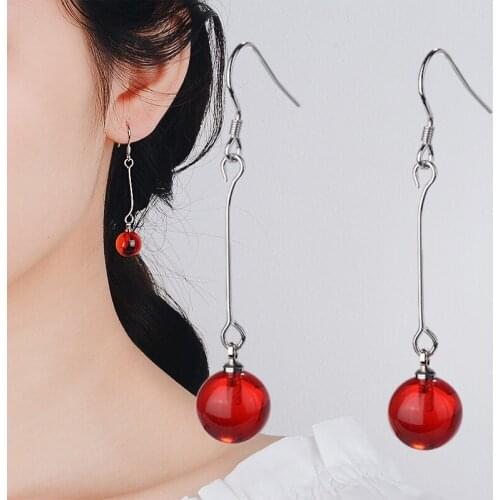 Fashion Long Earrings Hanging Red Pomegranate Dainty Jewelry For Women Wedding Party Eardrop Charm Valentines Day Gifts