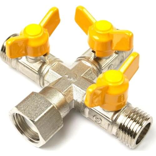 DN15 Cross Type 1 in 3 out Natural Gas Valve Hot Water Rotatable Combinations Home Garden