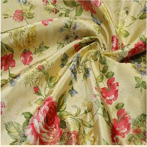 Ethnic floral jacquard tapestry satin silk brocade fabric for wedding dress,kids clothes,dolls,upholstery fabric 145cm width