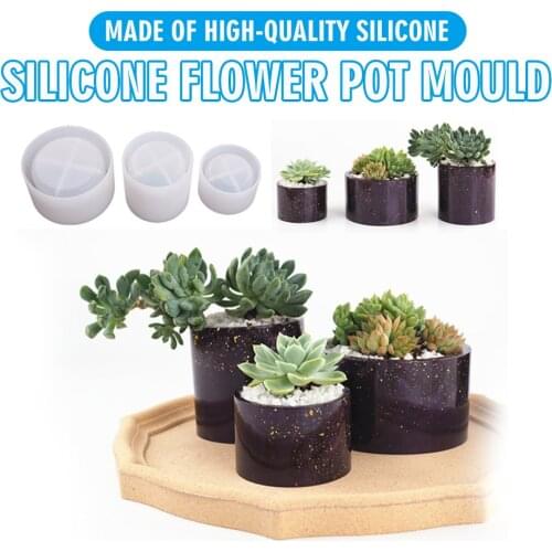3Pcs Silicone Flower Pot Mould Succulent Plants Mold Planter Epoxy Resin Casting Moulds Container Casting Tool Handmade Craft