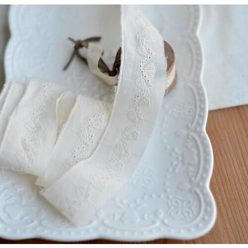 Hot Sale 5 Meters Beige Lace Sewing Supplie Cotton Lace Cloth Lace Fabric Garment Decorative 3.5cm Width