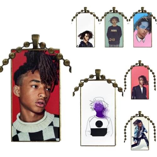 Jaden Smith Hip Hop Necklace Fashion Long Chain With Rectangle Necklace Jewelry For Kids Beads