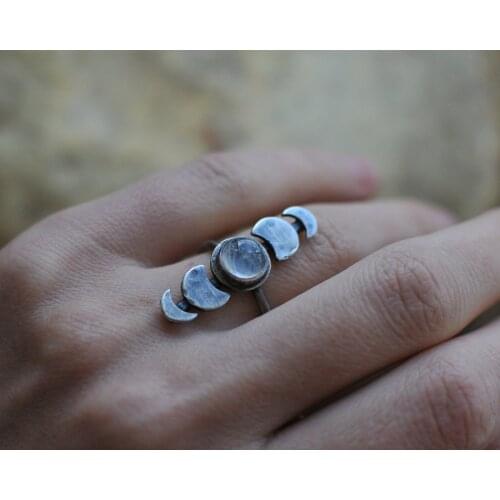 DIWENFU S925 Silver Sterling Ring Natural Moostone Jewelry Gemstone Fine Silver 925 Jewelry Anillos De Wedding Bands Anel Box