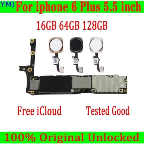 For iphone 6 Plus Motherboard Original unlocked Mainboard 16G 64G 128G for iphone 6 Plus Logic board with/without Touch ID Plate