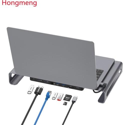 Hongmeng Type C multifunction Docking Station HDMI / VGA 4k 9-in-1 card reader usb c Hub Laptop stand