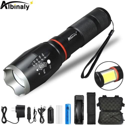 Multifunction Led flashlight waterproof T6 L2 torch hidden COB design flashlight tail super magnet design camping lamp