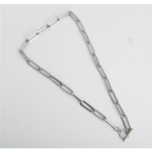 Fashion word buckle long flat word handmade pendant titanium steel stainless steel hip hop chain hot sale